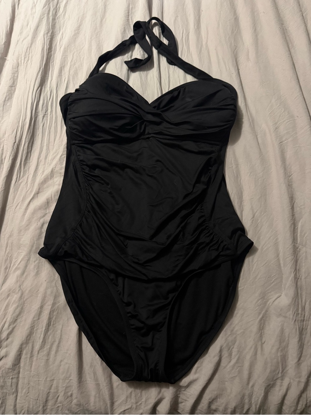 Liz Claiborne Black Halter One-Piece Swimsuit